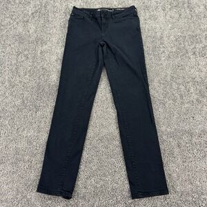 Eddie Bauer Jeans Womens 2 Black Blue Slightly Curvy Slim Straight Stretch Denim